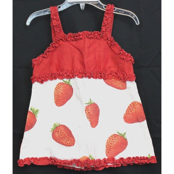 Trish Scully 2pc Outfit Sz 5 Tank Top Pants Strawberry Red Ruffles Summer Rhines - Picture 2 of 15